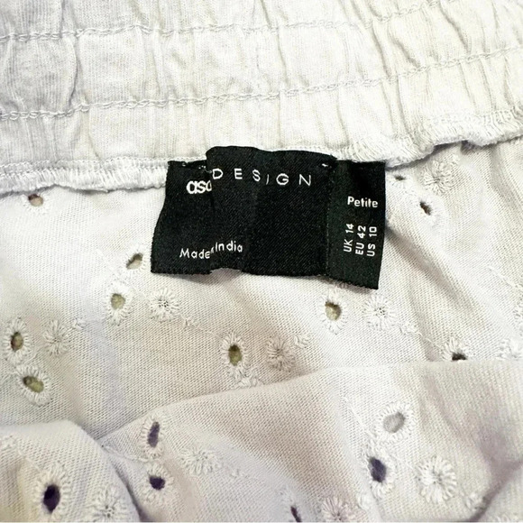 ASOS• broderie tiered mini skirt with tie detail in lilac - Picture 10 of 11